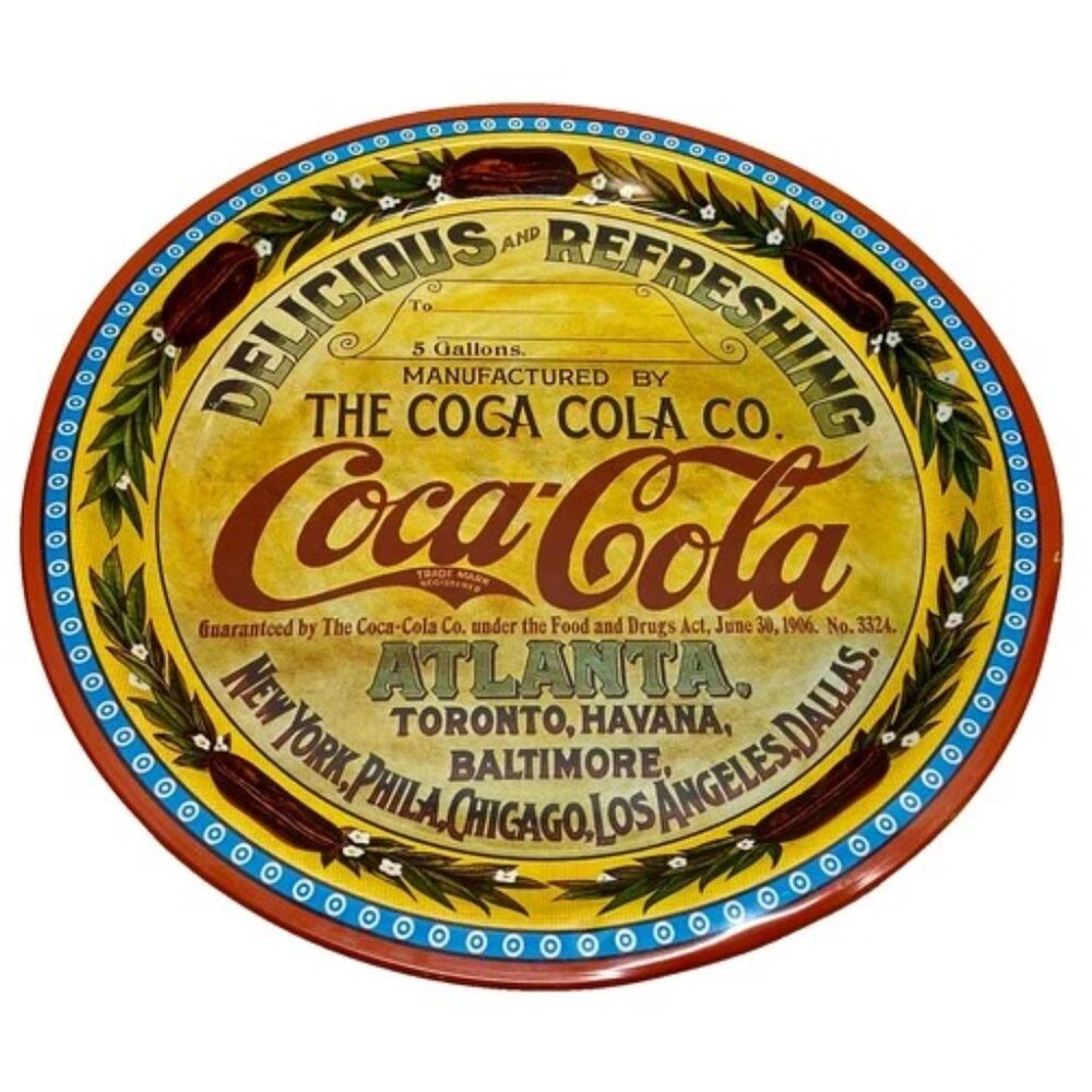 Vintage Coca Cola 12' Metal Tray Delicious Refresh‎ Coke ATL NY Philly LA Dallas